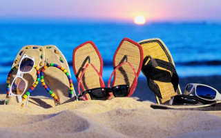 Flip flops sunglasses beach sunset - the sand free wallpaper