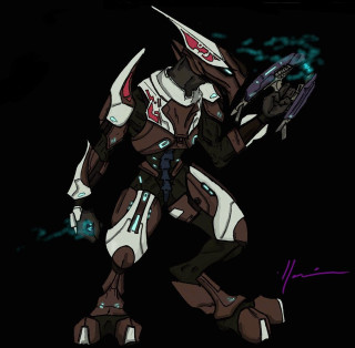 Robot gun helmet action futuristic 2 - his hand and a helmet free wallpaper