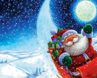 Santa claus sleigh snow full - full free wallpaper