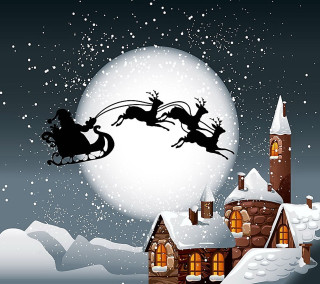 Santa claus sleigh snowy village 4 - night free wallpaper