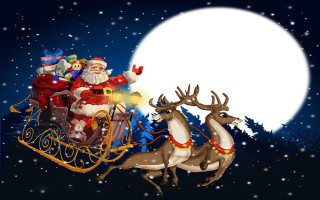 Santa claus sleigh reindeers full - full free wallpaper