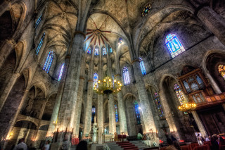 Cathedral chandelier stained glass ceiling - stained glass window free wallpaper