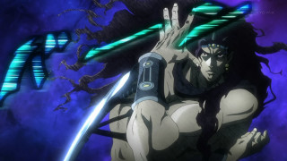 Man sword purple background blue - his hand free wallpaper for desktop