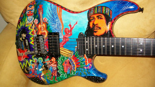 Colorful guitar man image guitar - psychedelic free wallpaper