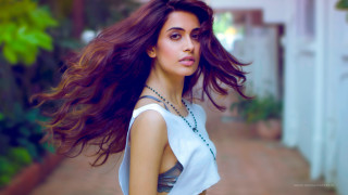 Woman long hair white top 2 - flowing hair free wallpaper
