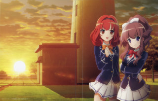 Anime girls sunset clock tower - a clock tower free wallpaper