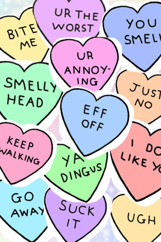 Hearts words colors sizes bunch - free valentines wallpaper