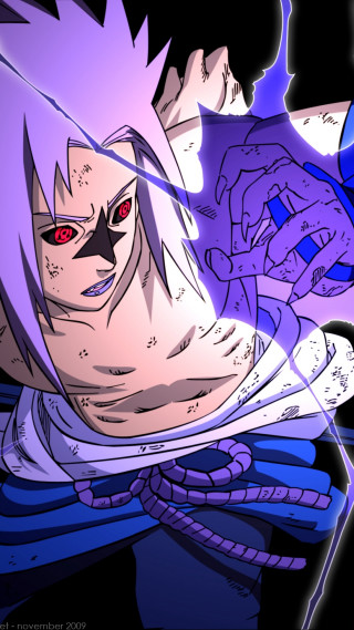 Purple haired sword wielding shock - red eyes holding free wallpaper