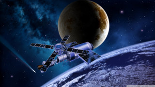 Space station planet moon foreground - a space station in the middle of a planet free wallpaper