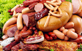 Meat vegetables tabletop green border - a pile free wallpaper