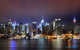 City skyline night lights buildings 8 - ashcan school free wallpaper
