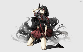 Woman gun dress strong fierce - a long black hair free wallpaper