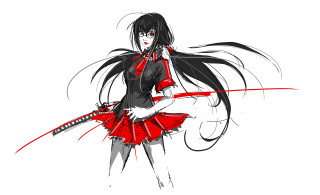 Woman red dress sword black 2 - a red ribbon free wallpaper