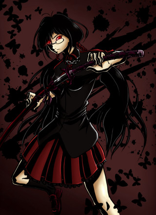 Woman sword blood black dress - red free wallpaper