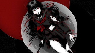 Woman black dress sitting plate - blood free wallpaper for desktop