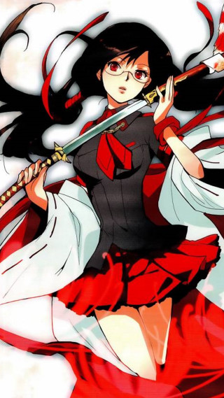 Woman red dress sword white - a black top free wallpaper