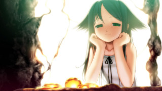 Girl green hair table pot - green hair free wallpaper