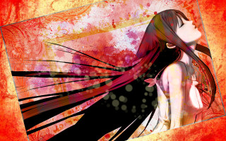 Woman long hair painting red - a painting of a woman free wallpaper