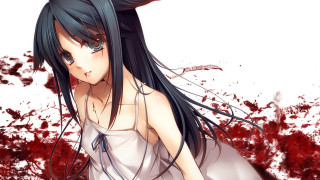 Gothic anime blood splatters yandere - black hair free wallpaper