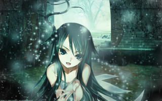 Girl long hair sitting rain - gothic free wallpaper for desktop