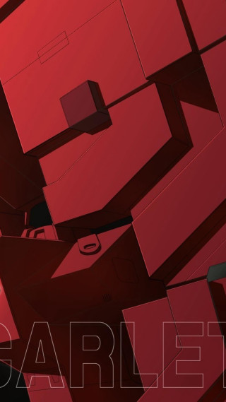 Red poster boxes parallel white - mecha free wallpaper
