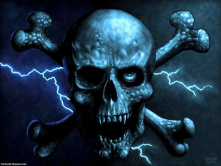 Skull crossbones bones lightning head - death free wallpaper