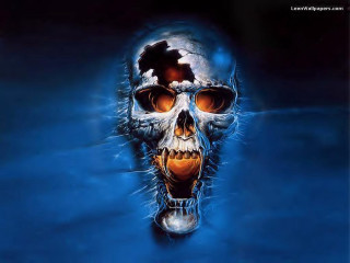 Skull glowing face teeth blue - drew struzan free wallpaper