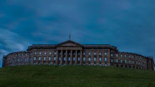 Large building hill sky background - carel willink free wallpaper