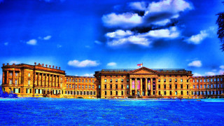 Large building flag water boat - carel willink free wallpaper