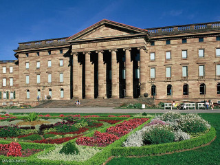 Large building clock tower garden 2 - architecture free wallpaper