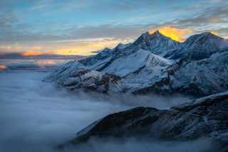 Mountain range clouds snow sunset - sunset free wallpaper