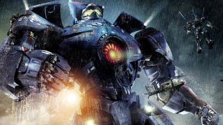 Robot standing rain gun helicopter - mecha free wallpaper