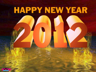Happy new year 2012 fire - a red sky above free wallpaper