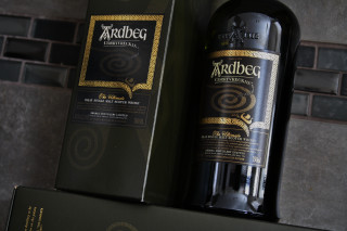 Ardbeg bottle wine box shelf - product photography free wallpaper