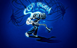 Man guitar blue background skeleton - a guitar in front free wallpaper