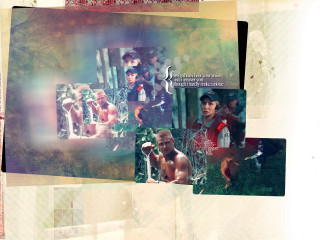 Man woman red shirt collage - primitivism free wallpaper