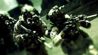 Soldiers camouflage guns group military - action scene free wallpaper
