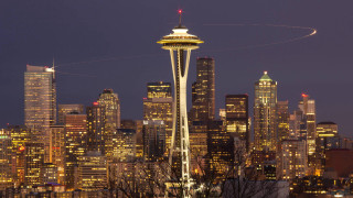 City skyline tall tower airplanes - everett warner free wallpaper