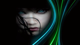 Blue eyes green hair gothic - green hair free wallpaper