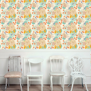 Room three chairs flower pattern - high free wallpaper