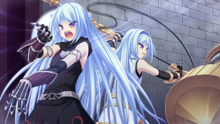 Anime characters long white blue - the other holding free wallpaper