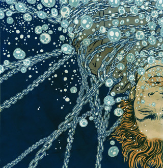 Woman water curtain bubbles floating - her eye free wallpaper