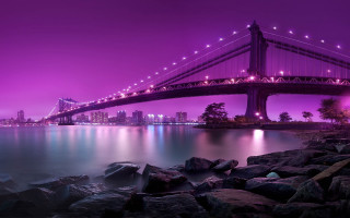 Bridge water city night lights 19 - a bridge over a body of water free wallpaper