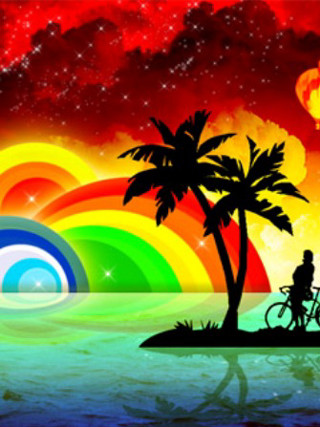 Man riding bike beach rainbow - a man riding free wallpaper