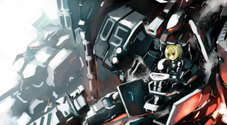 Anime character laptop red black - mecha free wallpaper