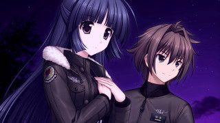 Anime characters purple sky stars - official art free wallpaper for desktop