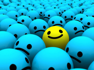 Yellow smiley blue balls black 6 - cheerful free wallpaper