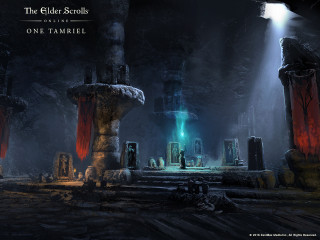 Dark fantasy fountain glowing light - light in the background free wallpaper