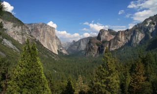 Mountain range trees clouds sky 2 - tree and mountains free wallpaper