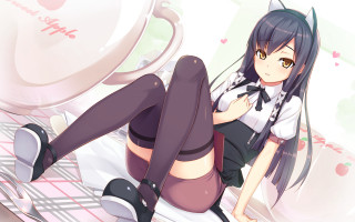Girl sitting toilet legs crossed - a toilet free wallpaper